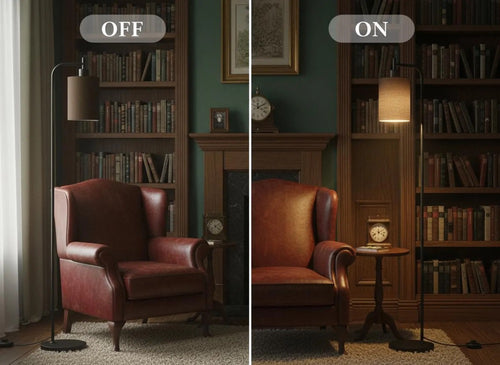 Dimmable Floor Lamp with Remote, Modern Linen Shade Standing Lamp with 3 Color Temperatures