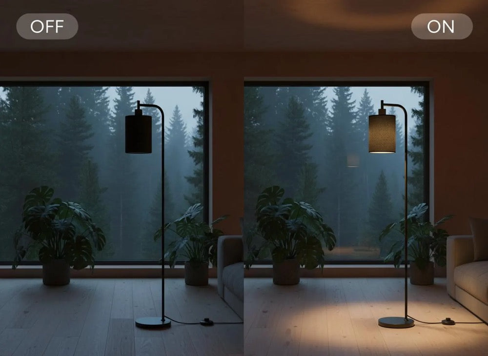 Dimmable Floor Lamp with Remote, Modern Linen Shade Standing Lamp with 3 Color Temperatures