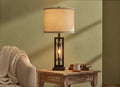 Farmhouse Table Lamp with USB Ports & AC Outlet, Industrial Touch Bedside Lamp for Bedroom Living Room Nightstand
