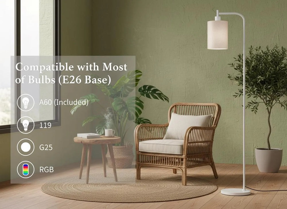 Dimmable Floor Lamp with Remote, Modern Linen Shade Standing Lamp with 3 Color Temperatures